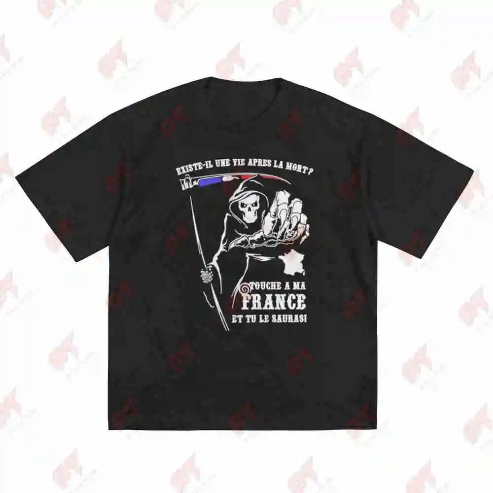 Grim Reaper Back There Is No Life After Death Click Here Short Sleeve Tee 100% Cotton T-Shirt