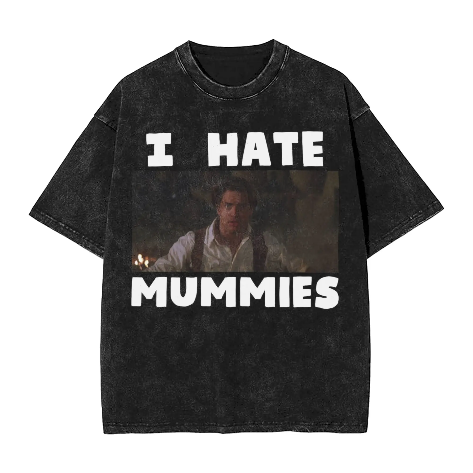 Retro The Mummy  Vintage Washed T-Shirt Men Round Neck Short Sleeve Tops Shirts  Cotton Summer TopsTops