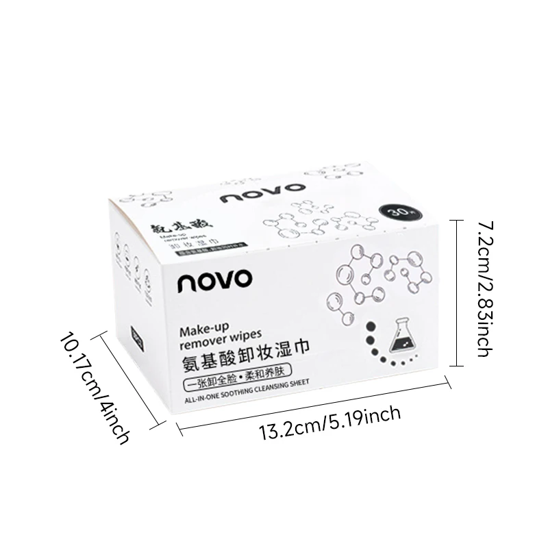 ผ้าเช็ดทำความสะอาดเครื่องสำอาง 30 ชิ้นสำหรับผิวหน้า, ให้ความชุ่มชื้นและอ่อนโยน, ทำความสะอาดอย่างล้ำลึกโดยไม่มีสารตกค้าง, บรรจุแยกชิ้น, ใช้แล้วทิ้ง