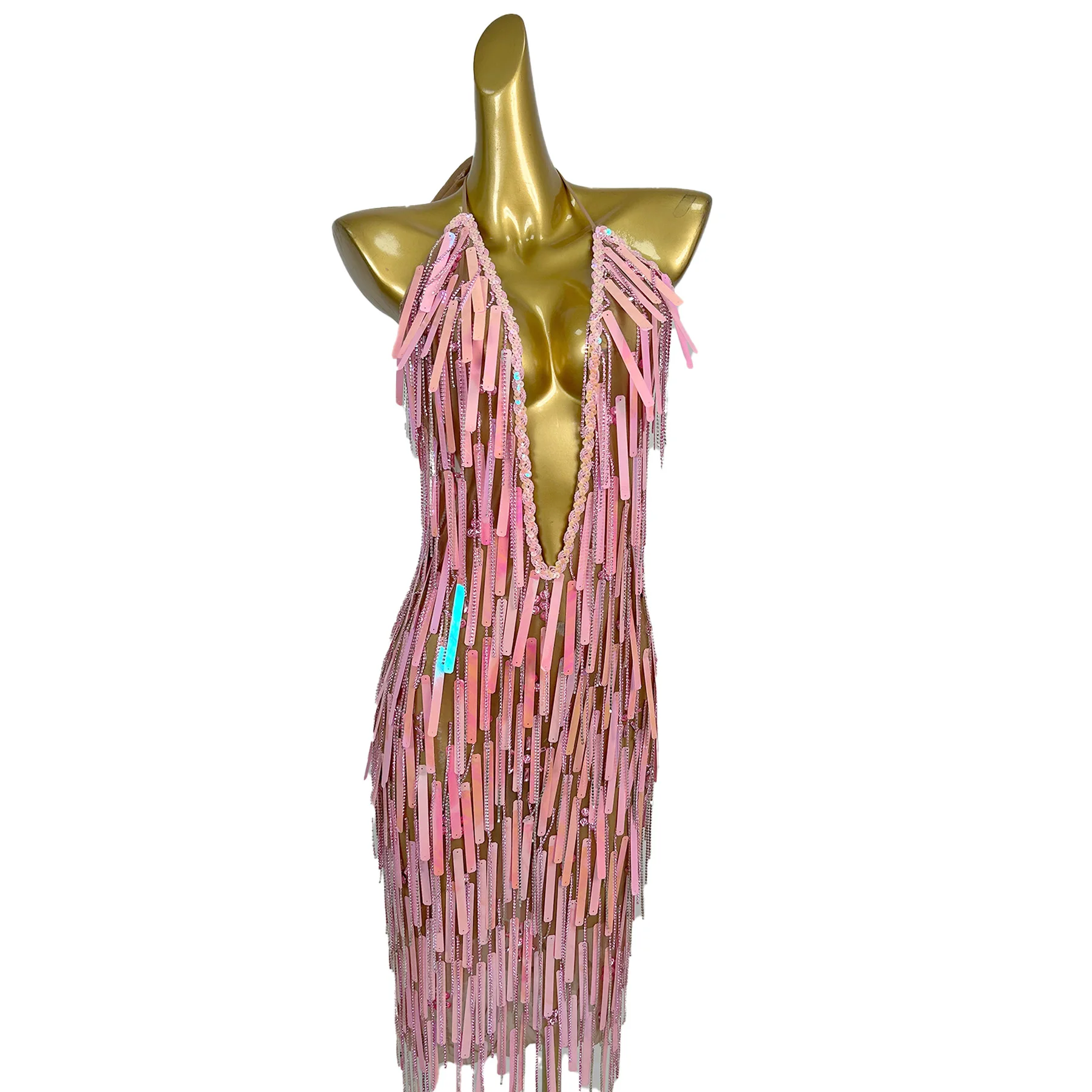 Ziliuguang-vestido elegante de gama alta para mujer, vestido con cuello en V y espalda descubierta con borlas, banquete de boda, cumpleaños, Navidad, vestidos de graduación de Año Nuevo