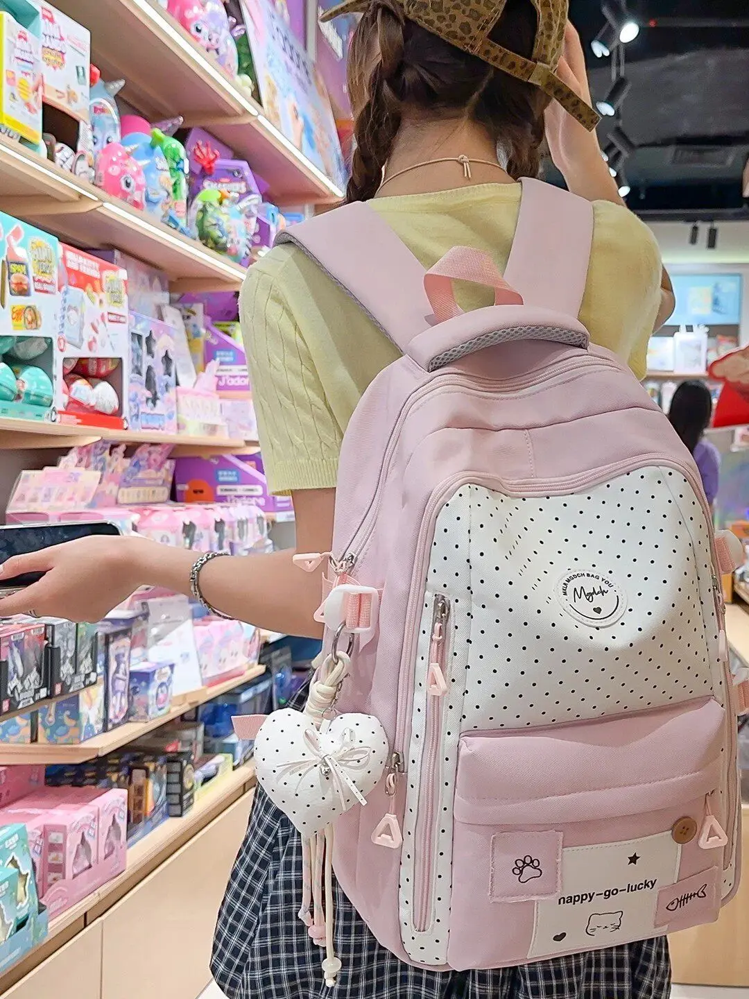 roujedsyle-lightweight-backpack-for-junior-and-high-school-girls-large-capacity-double-shoulder-bag-campus-style-waterproof