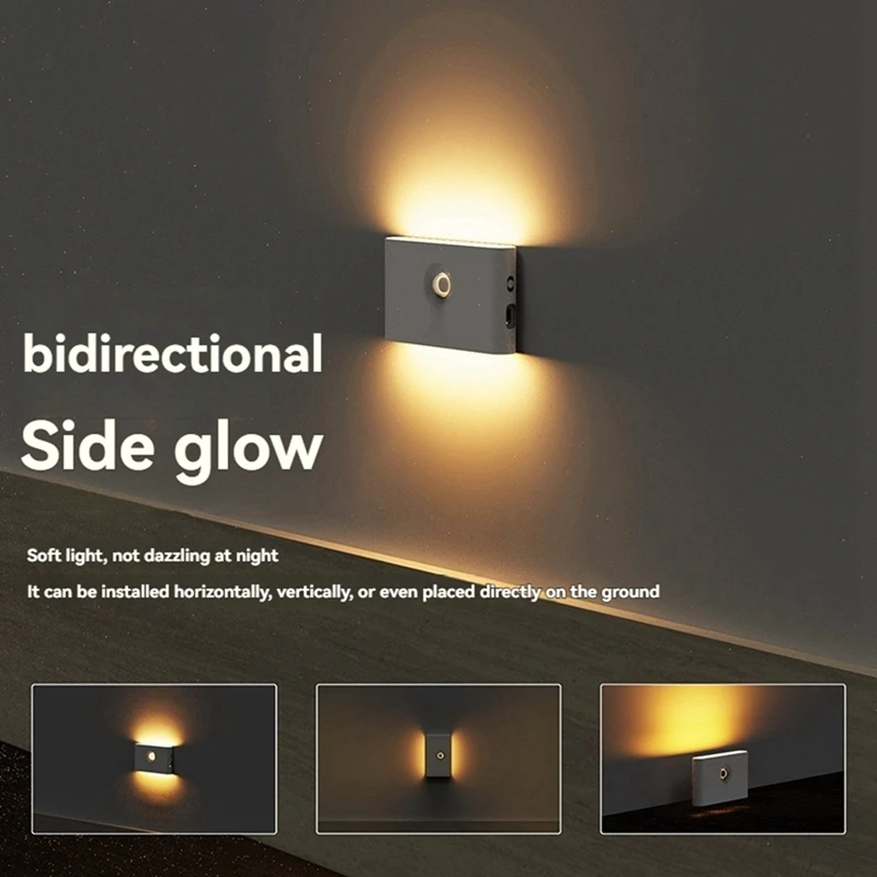 ABAE-โคมไฟบันไดแบบชาร์จไฟได้พร้อม Motion Sensor,Warm White Night Light,วางในทางเดิน,ห้องครัว,ตู้เสื้อผ้า,ห้องนอน,
