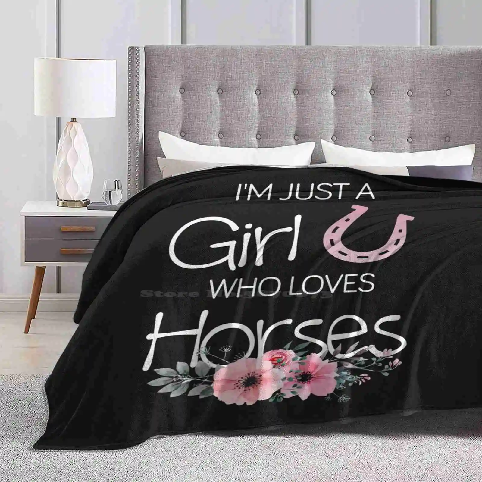 I'M Just A Girl Who Loves Horses Best Selling Room Household Flannel Blanket Horses For Sale Equestrian Horseback Riding Horse