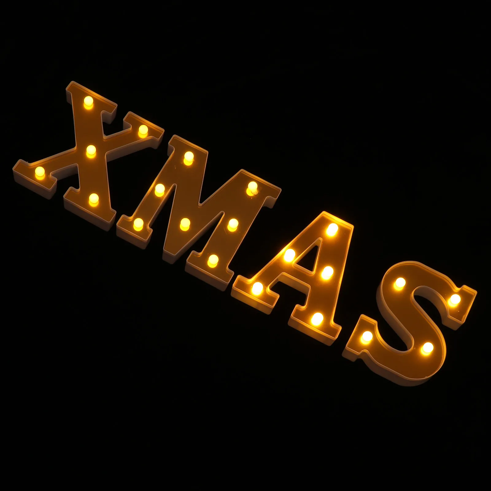 4Pcs LED Letter Light Night Lamp Decorative Sign for Christmas Party Bedroom Cafe Bar Restaurant Celebration Supply