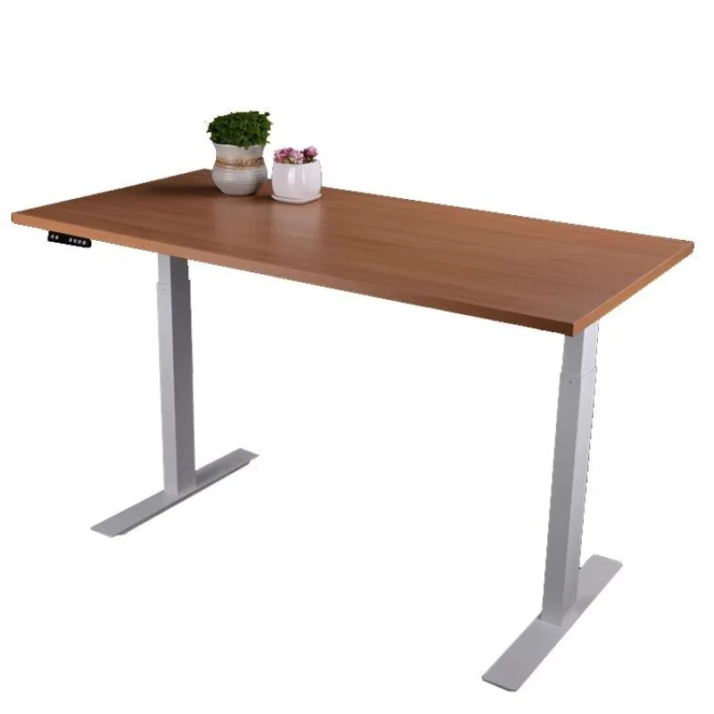 

Electric sit-stand height adjustable raised desk driven by dual motors