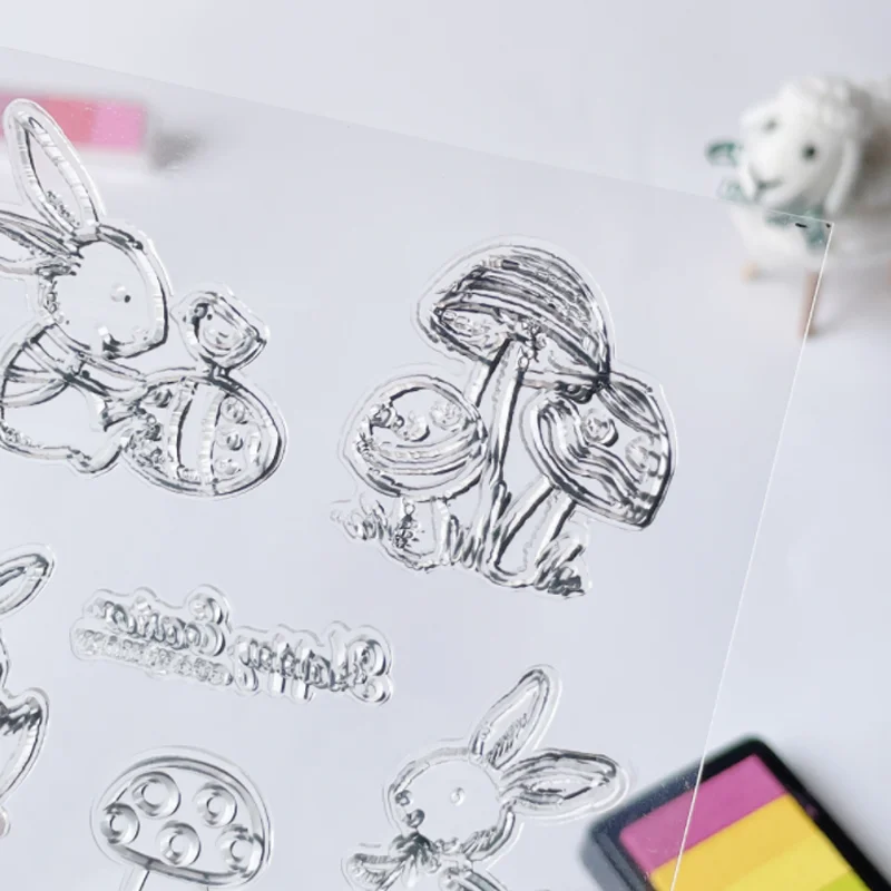 Little White Rabbit Transparent Silicone Finished Stamp DIY Scrapbooking Rubber Coloring Embossed Diary Stencils Decor Reusable