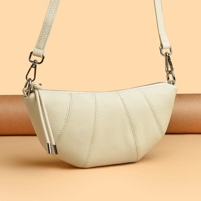 

Luxury Brand Cowhide Croissant Bag Genuine Leather Croissant Bag Trendy Must-have Shoulder Crossbody Bags Fashion Women's Wallet