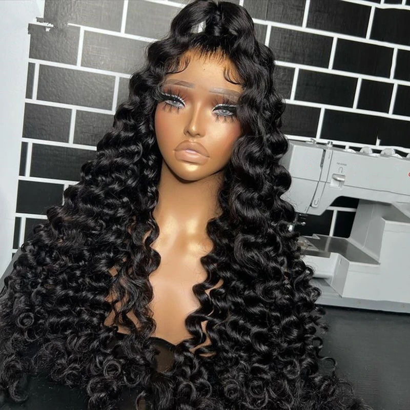 

Soft Glueless 26inch Medium Long 180% Density Deep Wave Curly Lace Frontal Wig For Black Women Babyhair Preplucked Daily Cosplay