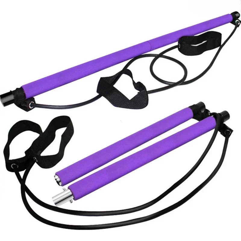 Multifunctional Pilates Bar Combination Fitness Bar Yoga Chest Expansion Tension Rope Back Trainer Elastic Rope Stretching Belt