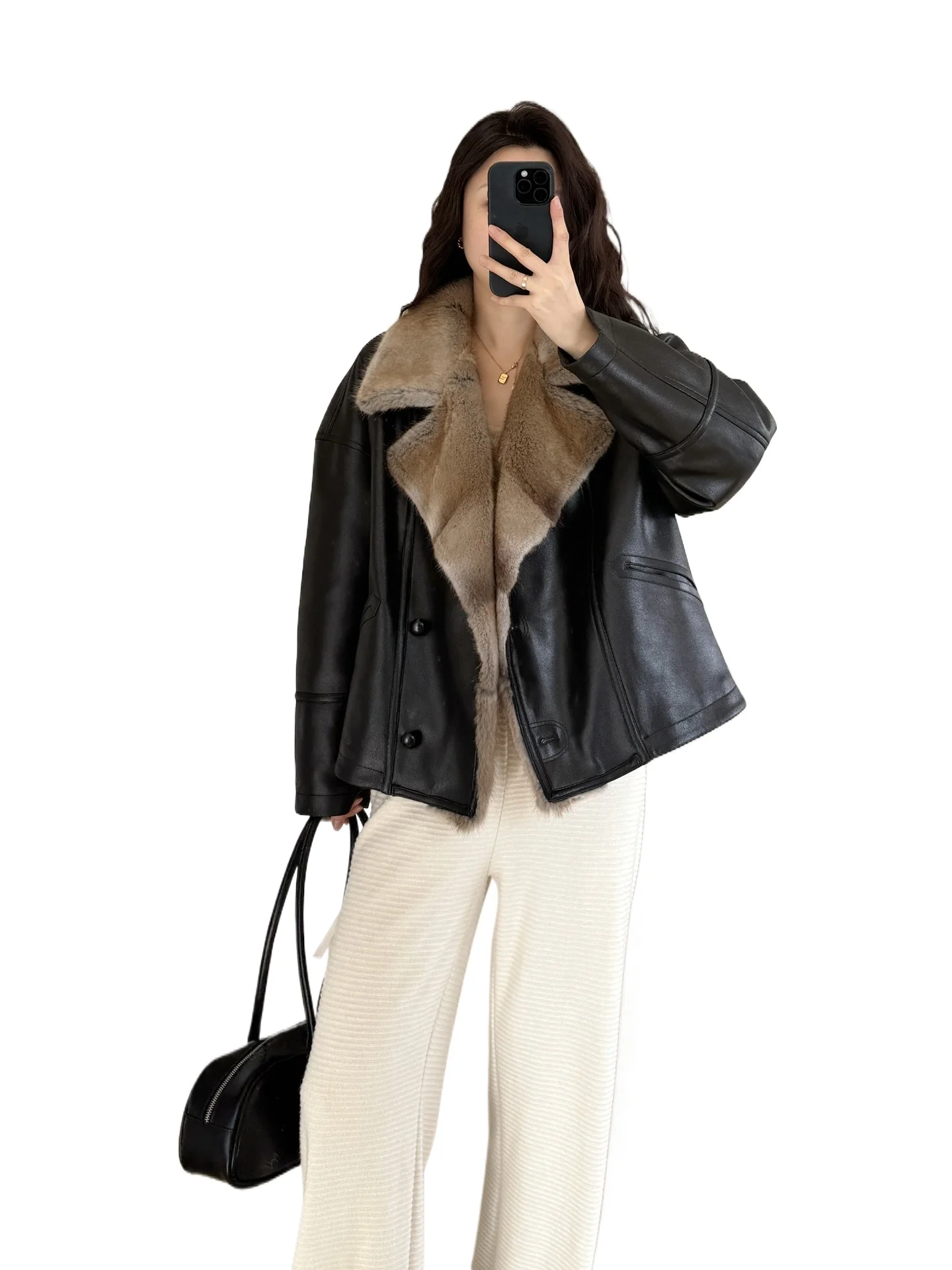 المسار المجاني 2025 شتاء جديد الجذر الأخضر طية صدر السترة المنك الجلد المدبوغ 90 الأبيض أوزة أسفل سترة الفراء سترة النساء