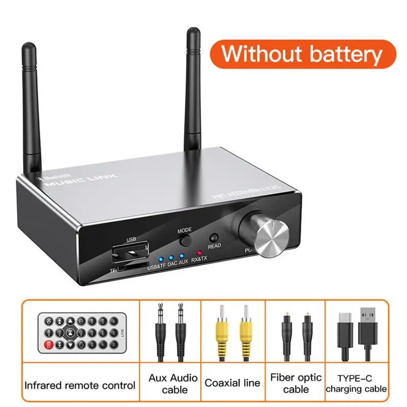 6 IN 1 Digital to Analog Converter Bluetooth5.3 Receiver Transmitter Optical Coaxial AUX RCA USB TF DAC Wireless Audio Adapter