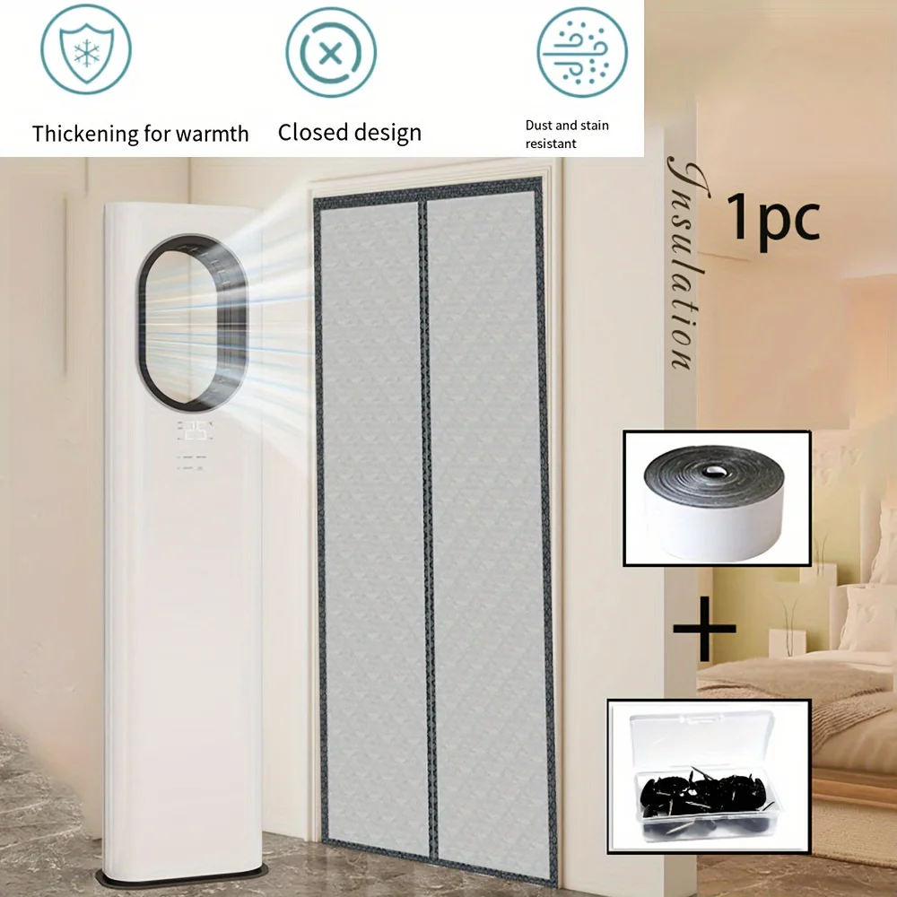 

A magnetic mosquito net door curtain all-season room partition with air conditioning insulation, windproof and warmth