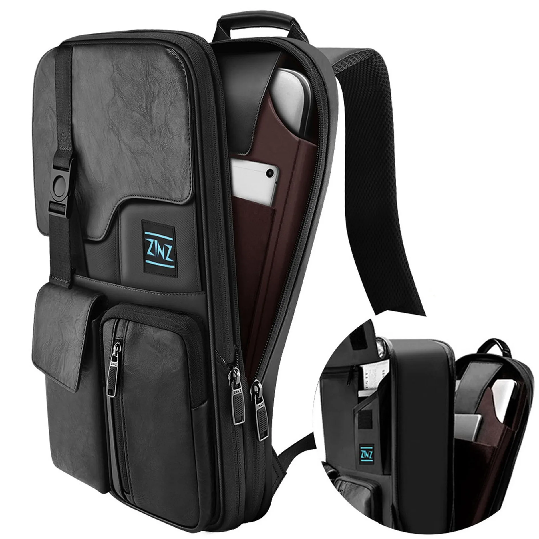 Man High-end Business Computer Bags Scalable Travel Backpack Student Schoolbag Large Capacity Handbag Storage Pocket Luggage Box