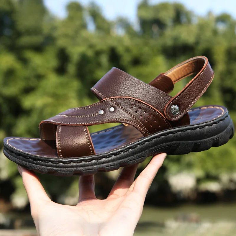 2023 Summer New Product Foreign Trade Large Leather Casual Sandals Beach Shoes Men's Sandals