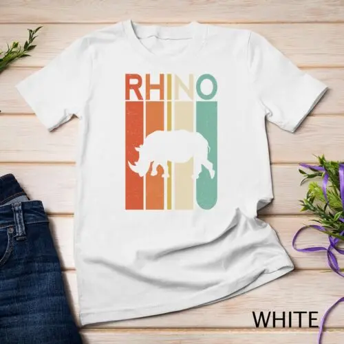 Rhino Rhinoceros Retro Vintage WIld Animal Kids Men Women Unisex T-shirt