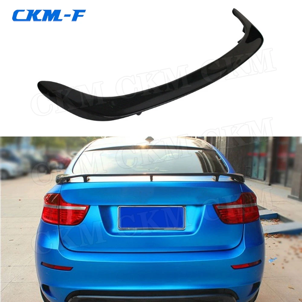 Carbon Fiber Rear Roof Spoiler For BMW X6 E71 2008-2014 Car Trunk Boot Trim Wings HM Auto Car Style