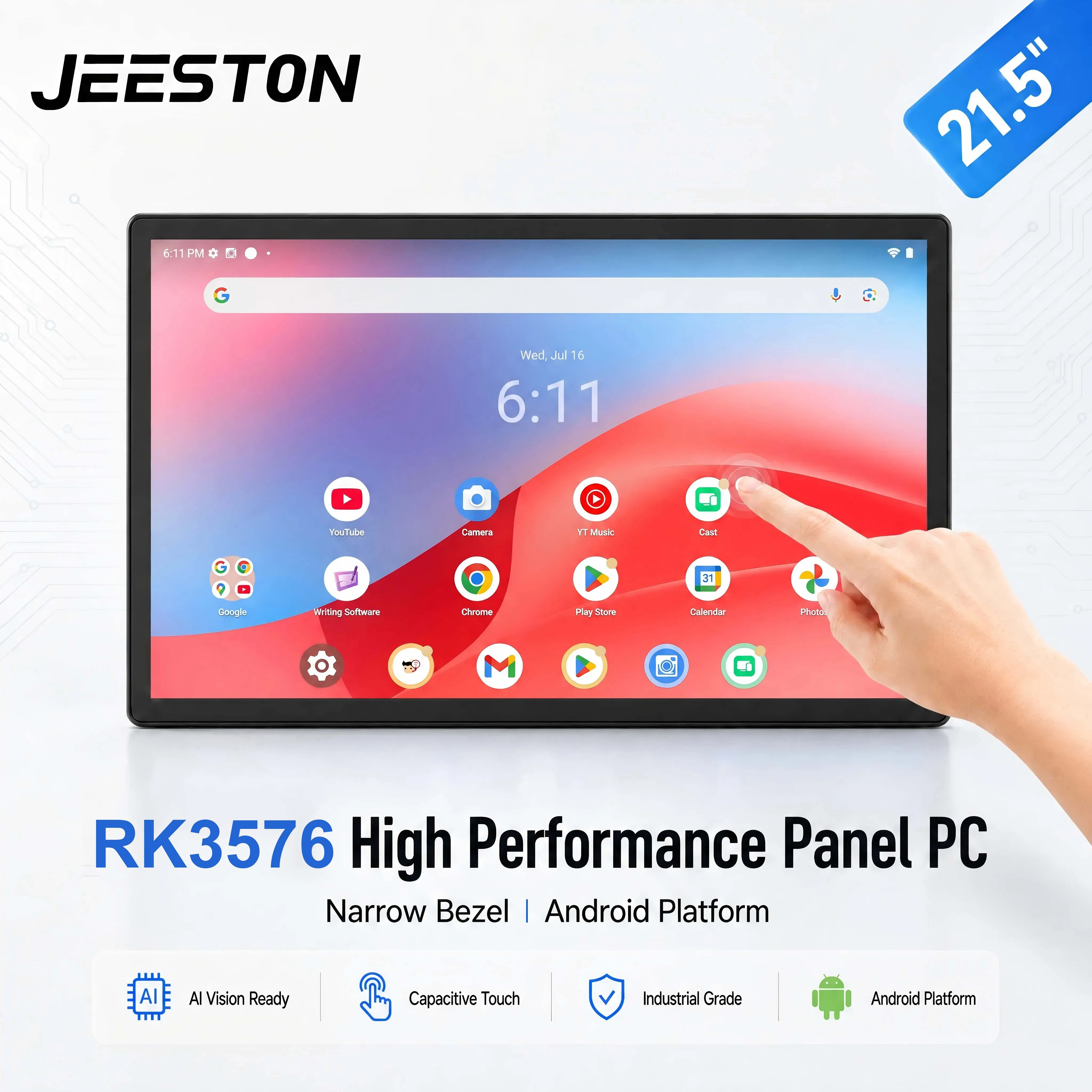 21.5 Inch All-in-One Touch Tablet, Android 14/11, RK3576S 4+64GB FHD 1080P, POE & Camera, Business Office & Smart Home Control