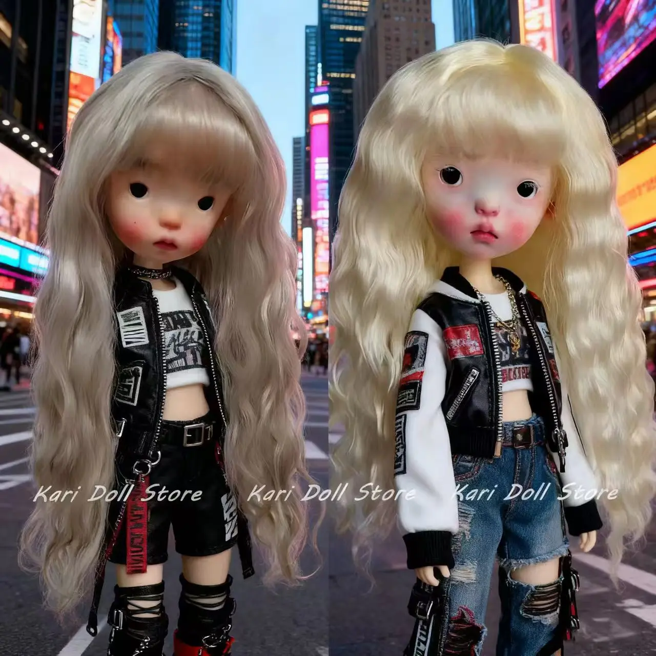 

Kari Doll Натуральные мохеровые волосы Длинные коричневые вьющиеся парики для куклы Landazz Landoudou Обхват головы 16 см