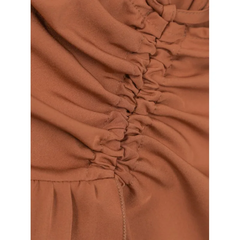 2025 Summer New Arrival: Elegant High-Waisted Paneled Skirt with Flattering Ruffled Hem in Solid Colour