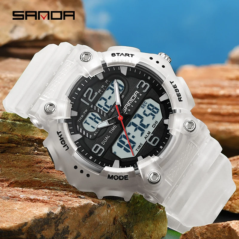 SANDA G стиль Топ женские спортивные электронные часы на открытом воздухе светодиодные водонепроницаемые кварцевые часы с двойным дисплеем Ms многофункциональный хронограф