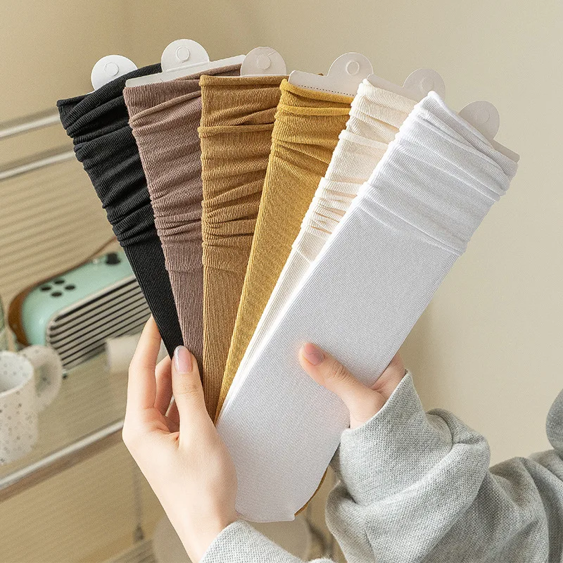 HOT Women Ice Silk Velvet Thin Loose Socks Calf Tube Socks Spring Summer Socks Japanese Korea Fashion College Style Candy Color