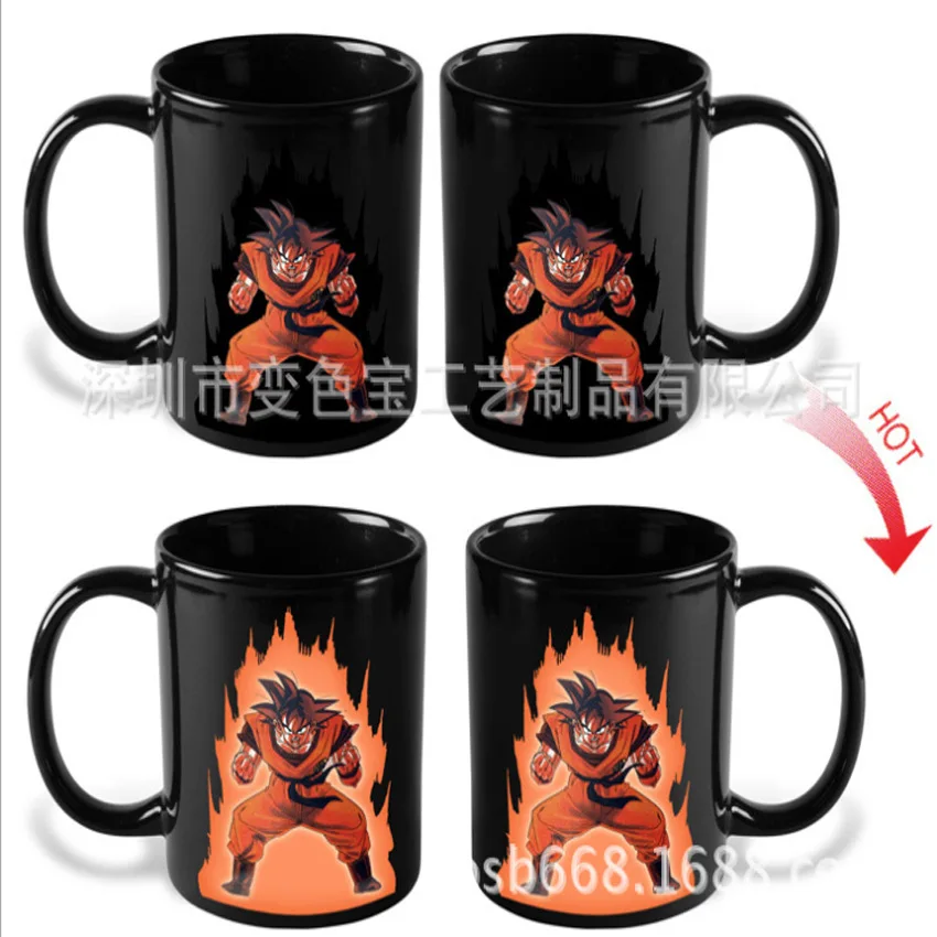 Creative Dragon Boll Super Saiyan Lightsaber Heat Response Ceramic Color-changing Mug Warm Coffee Mug Milk Cup Office Drink Cup