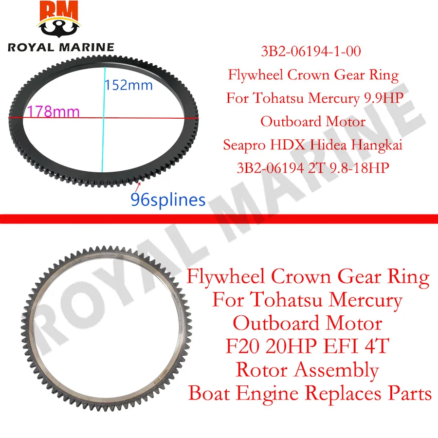 3B2-06194-1-00 Tohatsu MF20 Flywheel Crown Gear Ring For Tohatsu Mercury Outboard 2T 9.8-20HP 4T F20 3B2-06194 Rotor Assembly