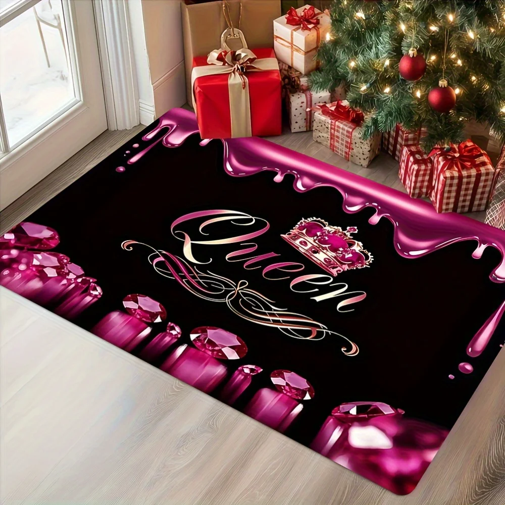 1pc Queen Crown Luxury Door Mat for Home Entrance Decorative Rug Non-Slip Outdoor Mats for Entryway Kitchen Bedroom Bathroom L