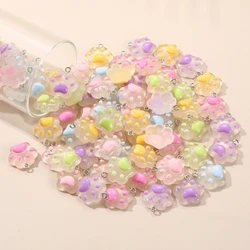 20Pcs Jelly Clear Cute Cartoon Animal Cat Paw Claw Resin Charms Pendant for Jewelry Making Handmade Earring Necklace Accessory
