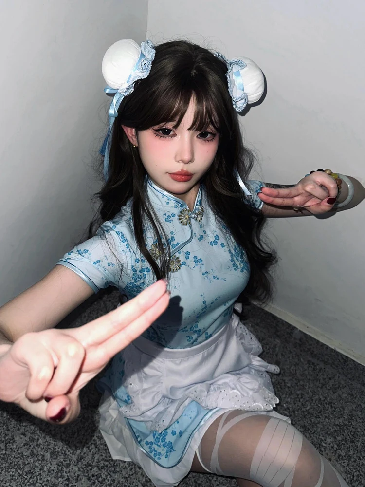 تنورة صينية جديدة من Sle Dr loween Cisas Cosplay orm تنورة خادمة ناعمة للفتيات ملابس يومية