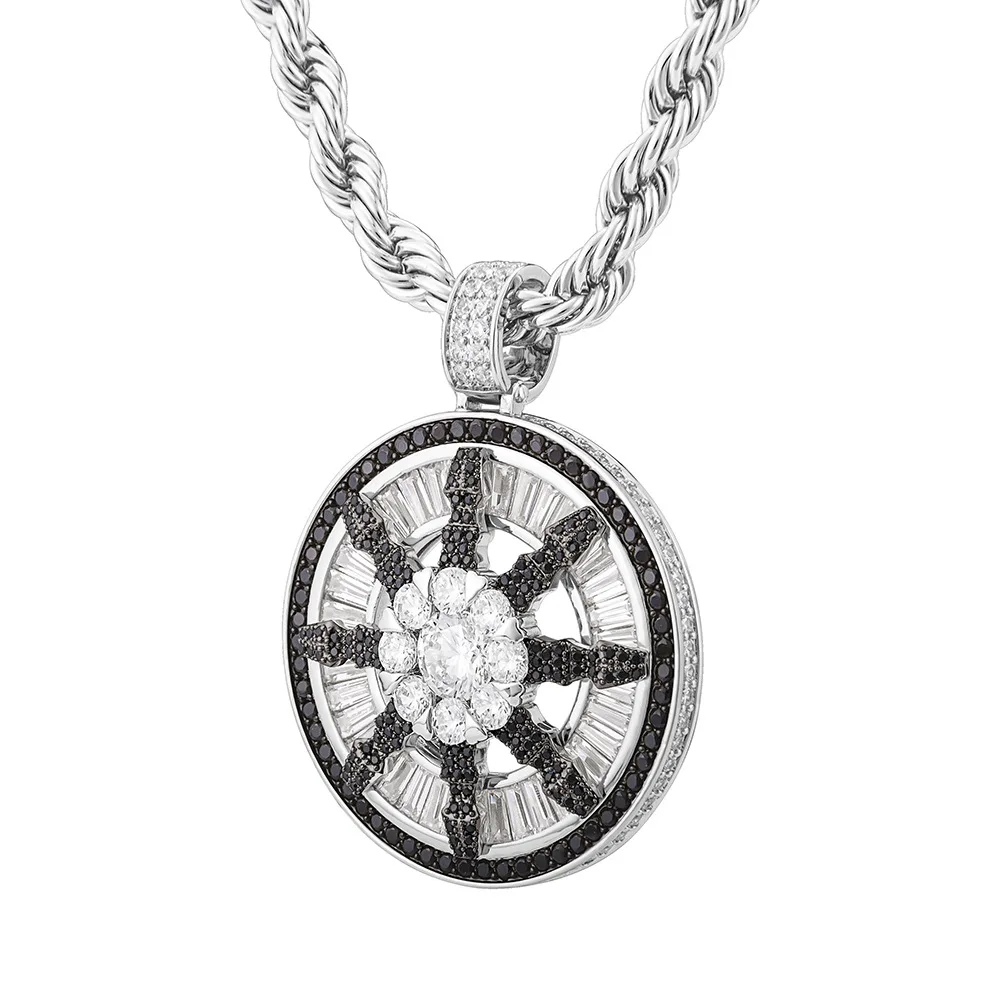 Cuban Link Chain with Pendant Round Octagram Comes and Goes Hip hop Necklace Gold plated Jewelry