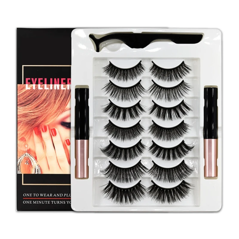 7 Pairs 3D Magnetic Eyelashes Eyeliner Exquisite Lasting False Lashes Easy to Wear Make Up Cosmetic for Girl Women