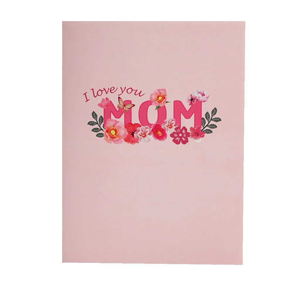 

Изысканная 3D-открытка ко Дню матери с цветочным буквенным дизайном, прочная бумажная основа, гладкая поверхность для письма, лучший подарок для мамы