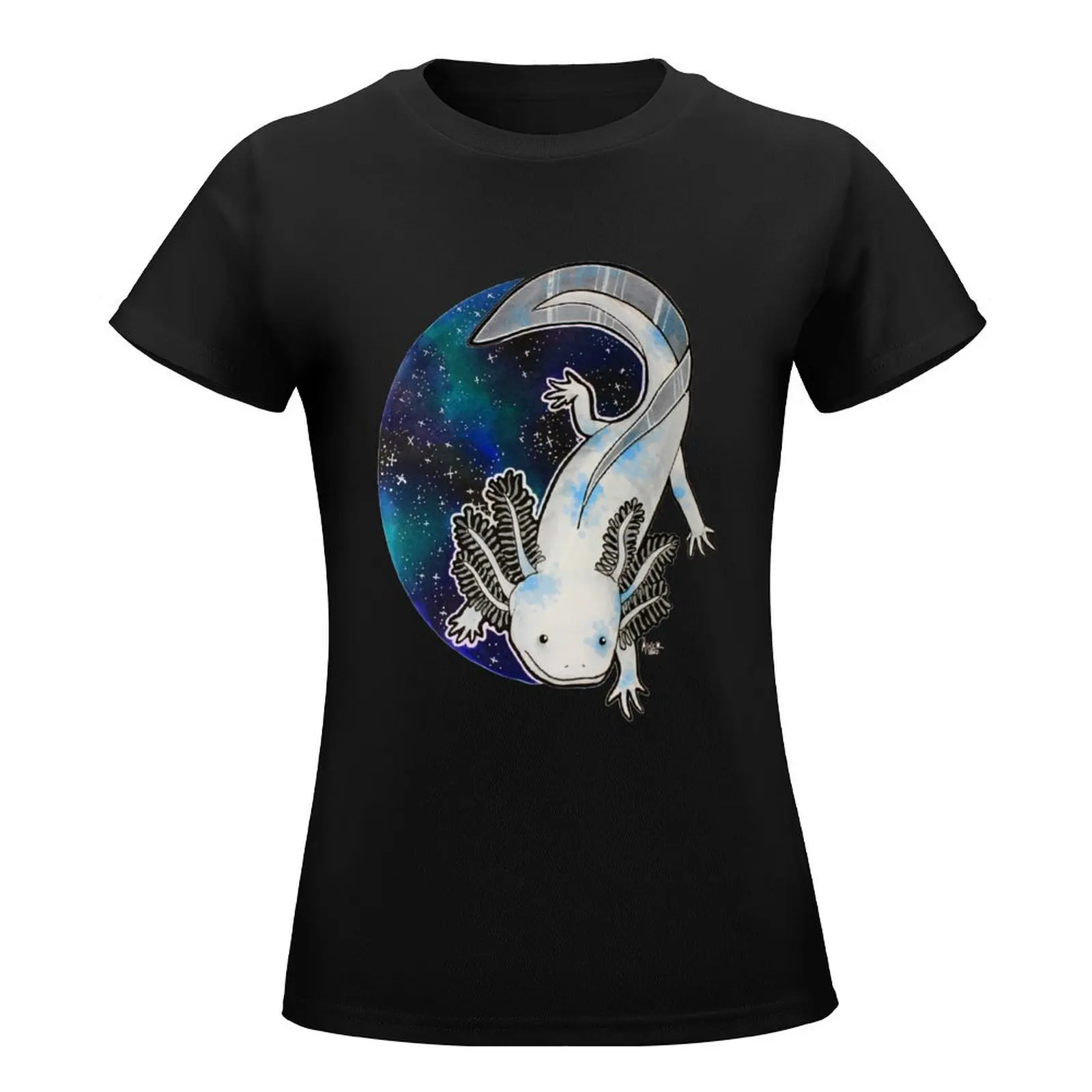 Galaxy Axolotl Artwork T-Shirt tees summer top graphics graphic t-shirts for Women