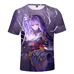 Summer Kawaii Genshin Impact Raiden Shogun T-shirts 3d Printed T Shirt Women Men Unisex Fashion Oversized Boys Girls Tees Tops