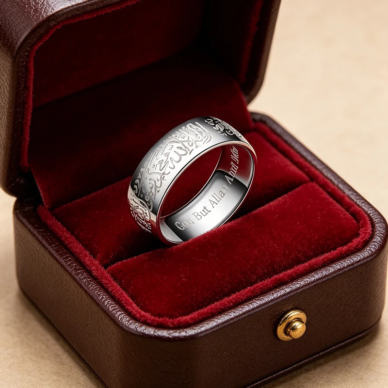 Fashion Stainless Steel Quran Rings Muslimreligious Islamic halal words men women vintage Muhammad Arabic God Fine Jewelry