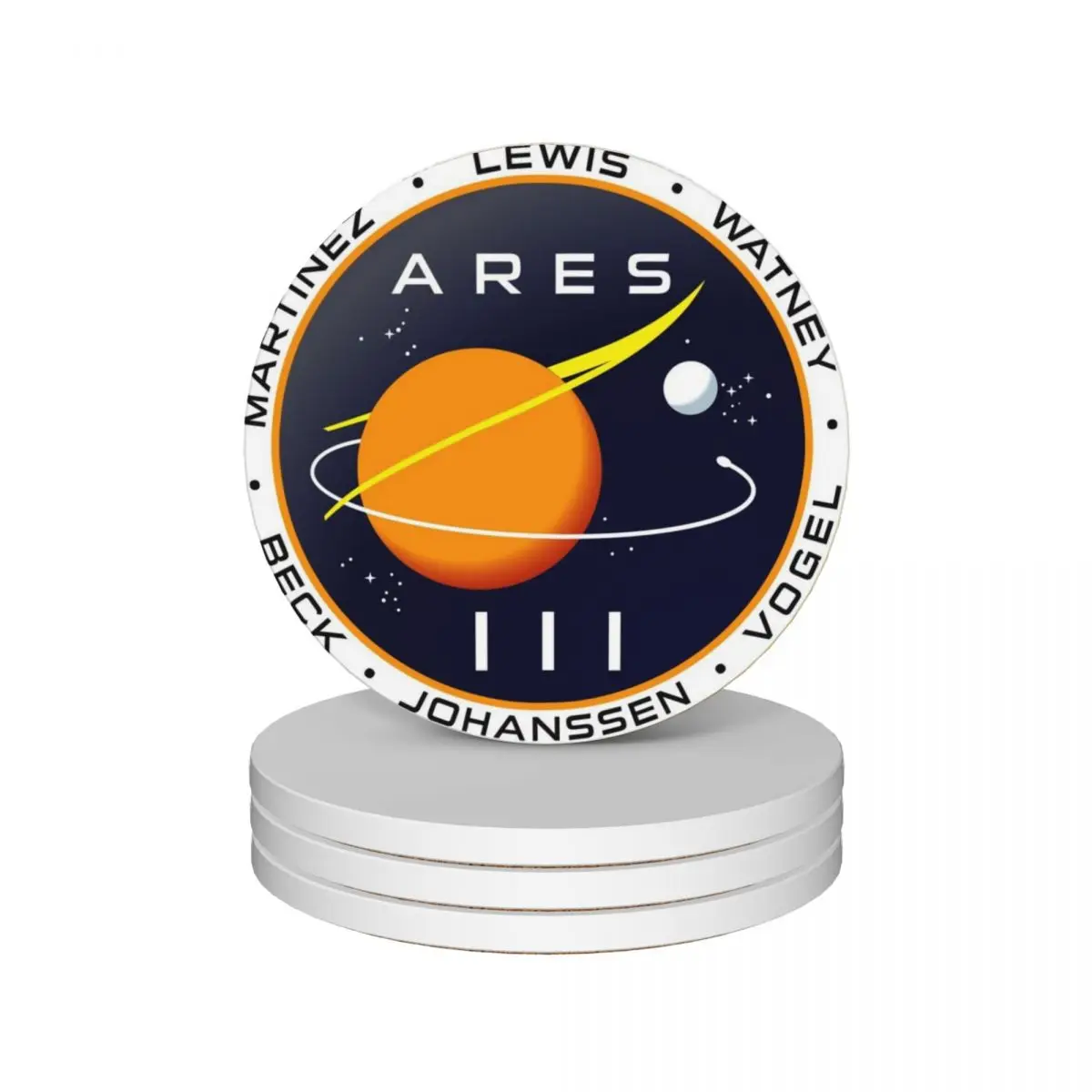 

Ares 3 mission to Mars - The Martian (Badge) Ceramic Coasters (Set of 4) for ceramics cute cup Coasters