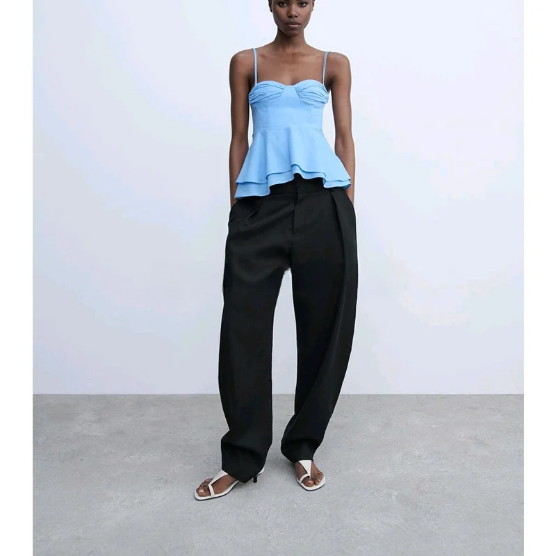 春の新作 レディース シンプルスタイル 多用途 マルチカラー タイトフィット チューブトップ シャツ 2470290 通勤スタイル バックレス ポリエステル繊維