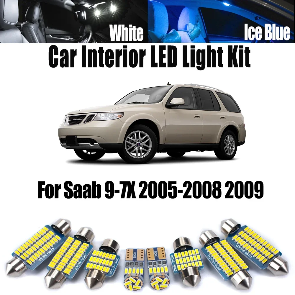 

12Pcs Canbus LED Interior Map Dome Courtesy Ceiling Bulbs License Plate Light Kit For Saab 9-7X 2005-2008 2009 Car Accessories