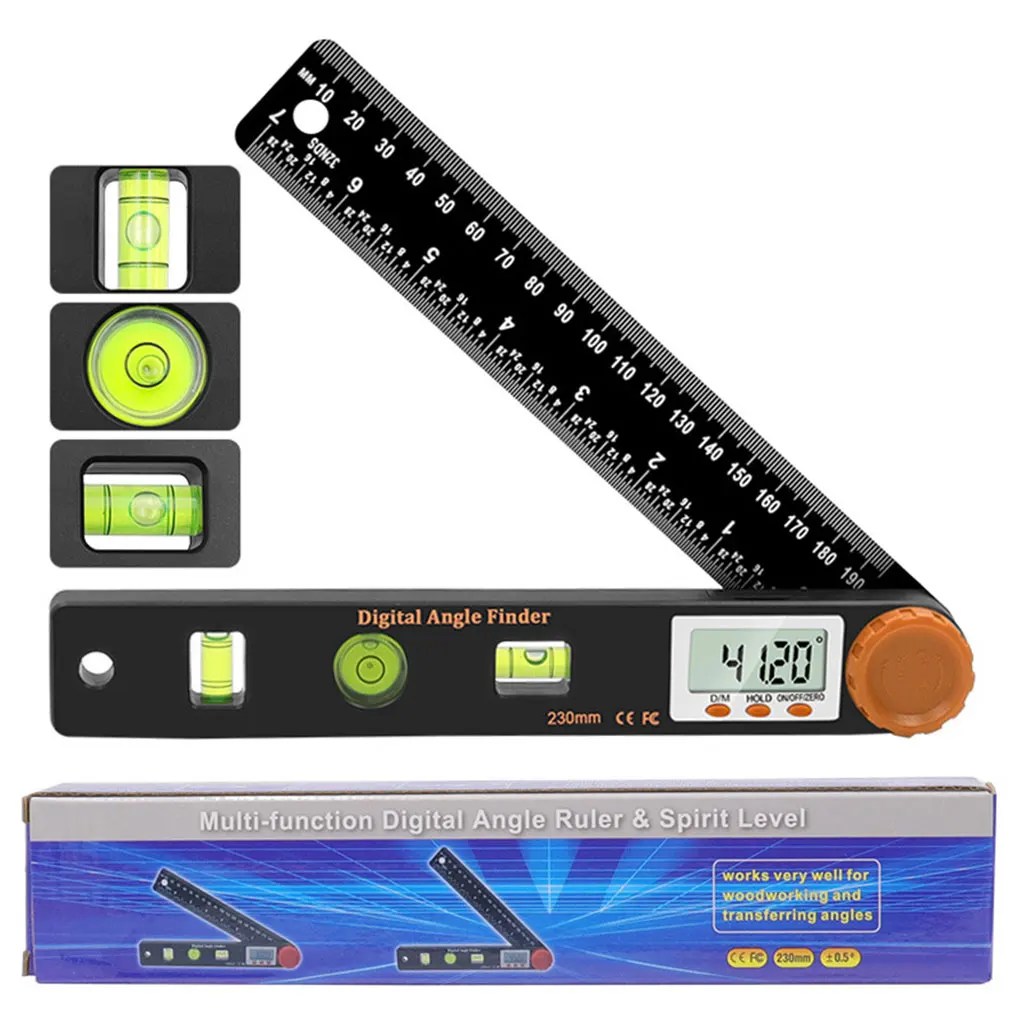 Digital Protractor Reusable Professional Measurement Screen Display Battery Powered Woodworking Angle Ruler Tool