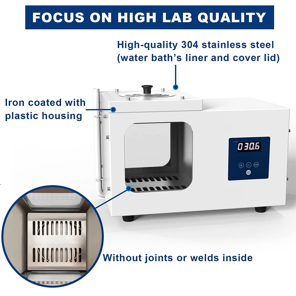 8L,1200W, RT-95°C(RT-203°F),220V Scientific Digital Lab Water Bath with Visible Windows,Thermostatic Water Bath Heater