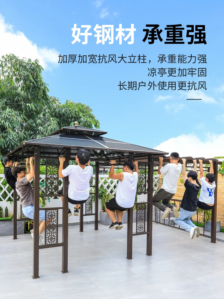 Outdoor gazebo, garden courtyard, awning, terrace, balcony, leisure pavilion, outdoor antiseptic wood