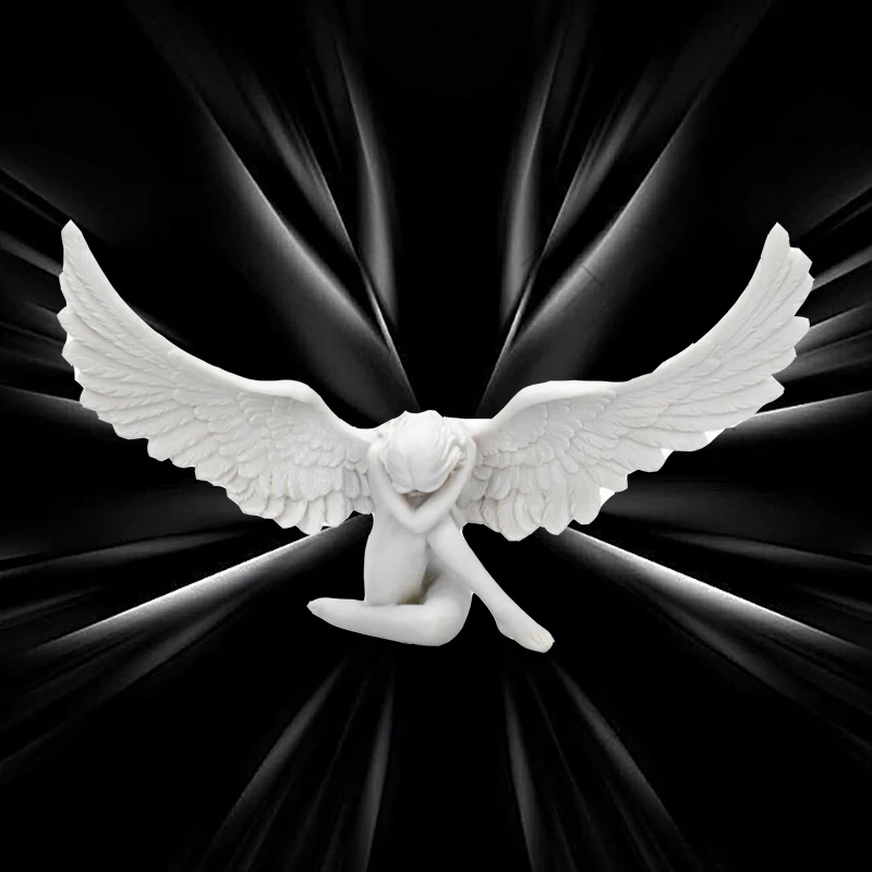 Angel Wing Figurine Modern 3D Embrace Angel Wings Sculpture Crafts 3D Angel Wing Statue Figurine Resin Artwork Craft Home Decor