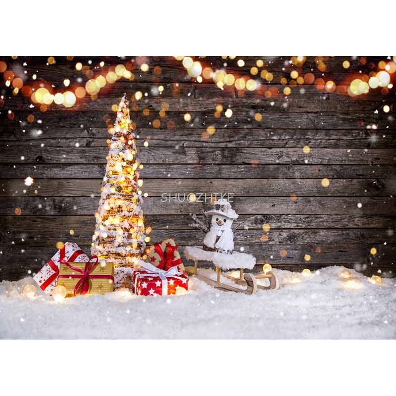 SHUOZHIKE Рождественские деревянные доски тематический фон для фотосъемки снеговик портретные фоны для фотостудии реквизит MMSD-04