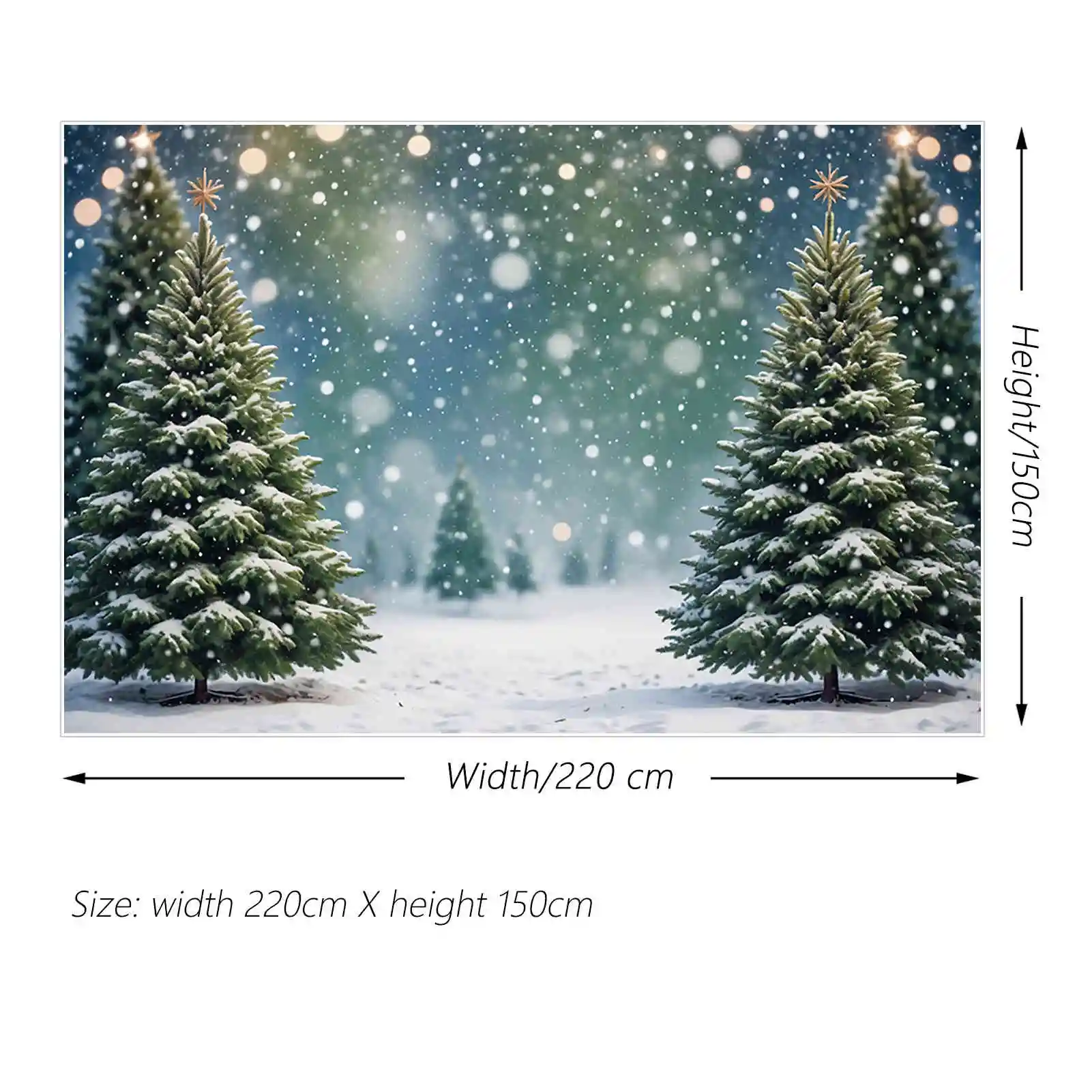 MOON.QG 2025 Christmas Pine Tree Backdrop Field Bokeh Winter Snow Outdoor Backgrounds Custom Party Decorations Photo Shoot Props