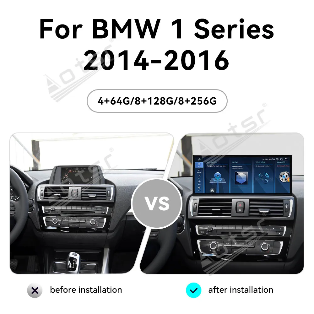 راديو السيارة 15.8 بوصة 2K HD شاشة تعمل باللمس كوالكوم لسيارات BMW 1 Series 2014-2016 Carplay مشغل وسائط متعددة رئيس وحدة أندرويد 13 تحديث