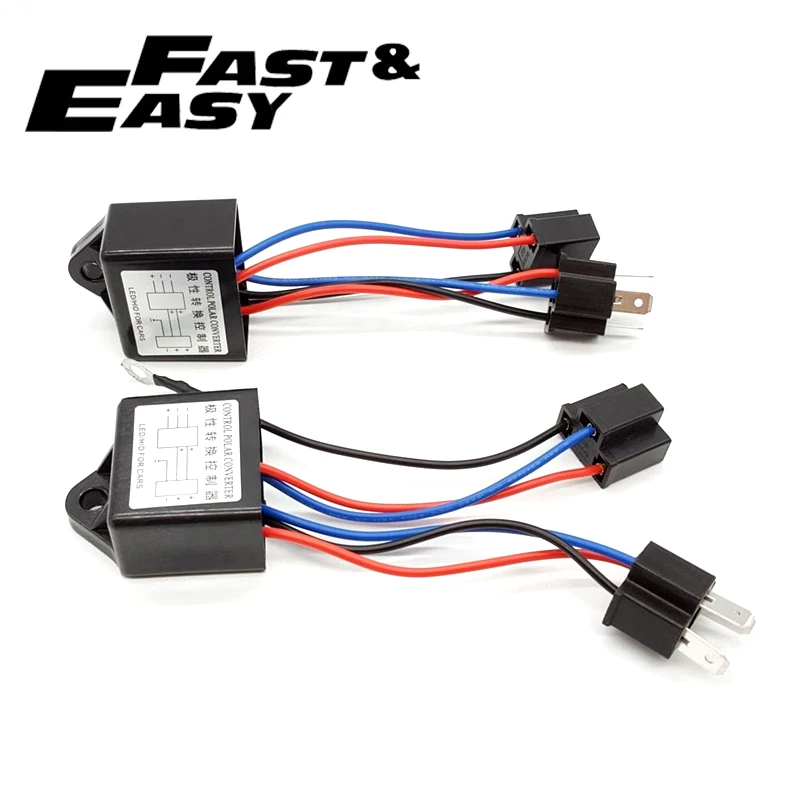 H4 HB2 9003 HID LED Headlight Bulb Negative Polar Wire Transfer Converter Controller Switch Harness Adaptor