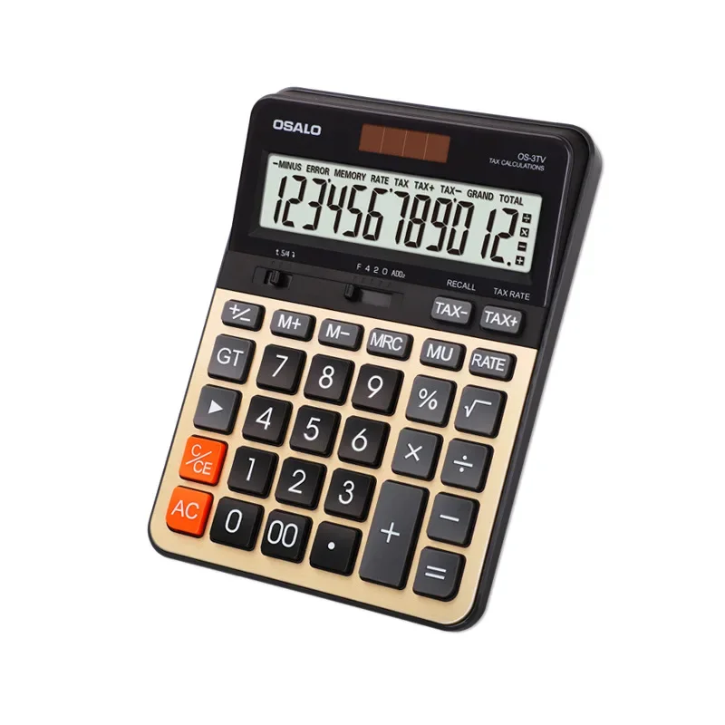 3TV Office Desktop Calculator Tax Rate Calculation 12 Large Bit Screen Accounting Solar Computer Calculators