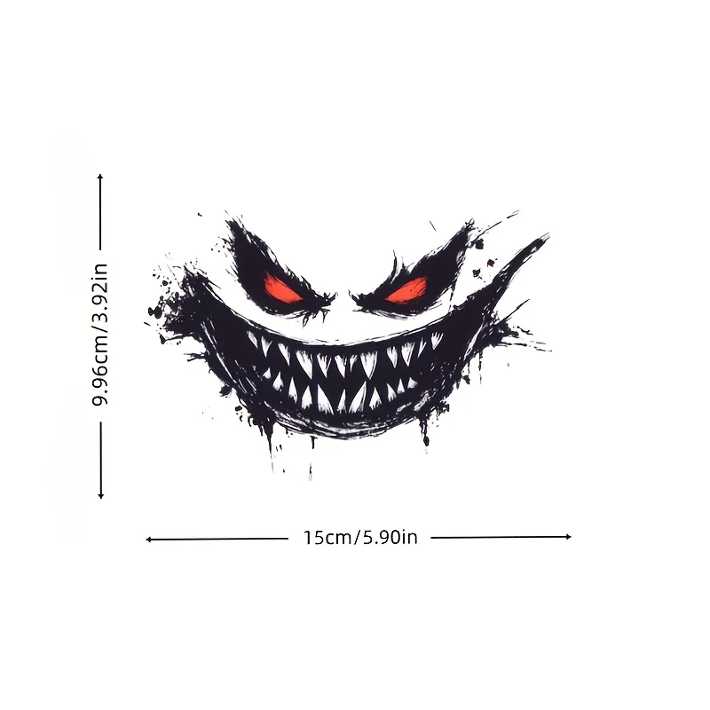 Self-adhesive, Scratch-resistant and Wear-resistant Sticker Red-eyed Fangs Devil Smiley Face Pattern Design Decorative Car Decal