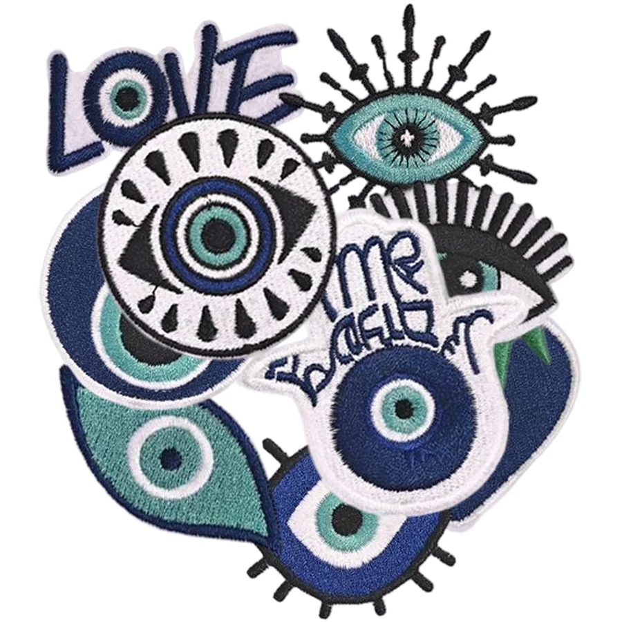 

3.5-Inch Mystical Eye Boho Iron‑On Patch,Heat Transfer Embroidery for Bags, Hats & Jackets
